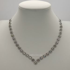 Swarovski Crystal Angelic V Square Cut Rhodium Plated Silver Tone Necklace